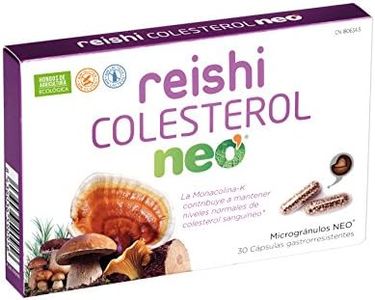 NEO | Reishi Colesterol | Ayuda a Controlar el Colesterol | A Base de Extractos Puros de Hongos de Cultivo Ecológico | Reductor de Colesterol | Píldoras Recubiertas de Vitamina C | 30 Cápsulas