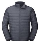 MAGCOMSEN Puffer Jacket Men Packable Down Jacket Lightweight Winter Coats Waterproof Insulated Jacket Dark Grey S