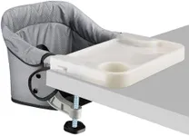 Hook On Chair with Removable Dining Tray,Folding Baby Chair, Portable Table High Chair with Storage Bag for Indoor/Outdoor, Grey