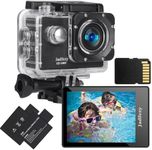 Jadfezy Action Camera FHD 1080P with Memory Card, 98FT/30M Underwater Waterproof Camera with 2 Rechargeable Batteries, Wide Angle sports camera with Accessories Kit Suitable for Helmet, Bicycle