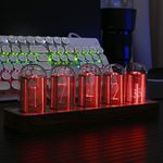 ClocTeck Nixie Tube Clock Wooden Digital Clock for Bedroom, Easy Alarm Settings and 12/24h Display - A Retro Gift to Decorate Your Desk and Bedroom