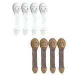 KidDough Furniture Safety Locks for Kids - Pack of 4 Beige + 4 White Locks, Child Safety Locks for Drawers, Cabinets, Fridge, Cupboard Lock, Strong and Adhesive Safety Locks