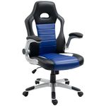 HOMCOM Office Chair Racing Car Office Chair Swivel Excutive Computer Gaming Seat PU Leather with Adjustable Armrest (Blue)