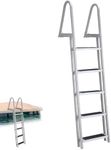 GAOMON Aluminum Dock Ladder 5 Steps, Removable Boat Ladder 350lbs Load Capacity, Pontoon Ladder Pool Stairs with Nonslip Design for Marine Boarding Lake Pool Dock