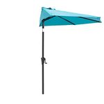 C-Hopetree 2.75m Half Round Market Garden Parasol Wall Umbrella for Outdoor Patio with Crank and Tilt, Aqua Blue