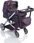 Molly Dolly 2 in 1 Deluxe Dolls Pram - Pushchair Stroller For Girls