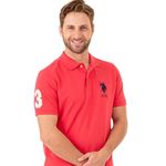 U.S. Polo Assn. Men's Solid Pique Polo Shirt, Calypso Coral, XL