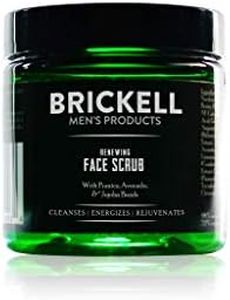 Brickell Men's Renewing Face Scrub for Men, Natural and Organic Deep Exfoliating Facial Scrub Formulated with Jojoba Beads, Coffee Extract and Pumice, 4 Ounce, Scented