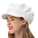 BEYLRZID Women’s Newsboy Cap Summer Beret Cap- 100% Cotton 8 Panels Vintage Cabbie Hat- Octagonal Visor Cap for Women Girls Ladies Gift White