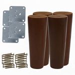 uxcell 5 Inch Round Solid Wood Furniture Legs Sofa Couch Table Desk Closet Cabinet Feet Replacement Set of 4