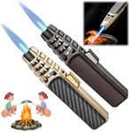 Valentines Day Gift for Him 2 Packs Portable Brightfire,Turbine Jet Bright Fire Lighter,Windproof Straight Torch Blue Flame Lighter,Wind Resistant Bright Fire Lighters,Torch lighters Butane refillable