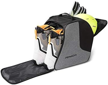 PENGDA Ski Boot Bag - Boot Bag Kids Waterproof Ski Boot Snowboard Boot Bag Travel Ski Boot and Helmet Bag for Goggles, Gloves, Ski Apparel & Boot Storage (Dry& Wet Separate Compartments) (Black Grey)