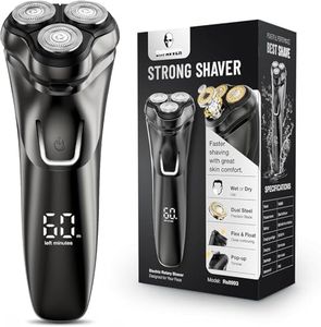 Electric Razor for Men Cordless: Wet/Dry Rotary Shaver Waterproof - USB Fast Charging & Sensitive Skin Care - Pop up Trimmer & Precision Blades