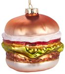 BRUBAKER Hamburger - Hand-Painted Glass Christmas Bauble - Mouth-Blown Christmas Tree Decoration Burger Funny Decoration Pendant Tree Ball - 3.5 inches (9 cm)