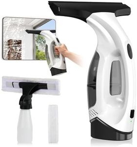 Window Vac Cleaner Kit, Electric Cordless Window Vacuum with 40min Battery Life, 28 cm Suction Nozzle & 150 ml Water Tank, Suitable for Windows, Tiles and Mirrors (Black)
