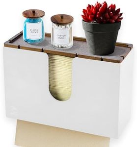 eBun Bamboo Trifold Paper Towel Dispenser – Wall Mounted or Countertop Tri Fold Paper Napkin Holder for Home, Office, Kitchen, Bathroom – Fits Multifold, Cfold, Zfold Hand Towels, White