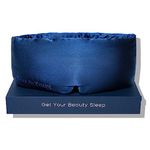 Fleur&Yang Silk Sleep Mask, Adjustable Blackout Sleeping Mask for Men Women, Soft Breathable 100% Mulberry Silk Fabric, Cooling Eye Cover Blindfold for DeepSleep or Meditation (Navy Blue)