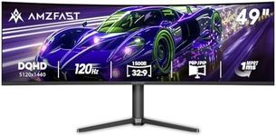 Amzfast 49 Inch Curved Monitor 120Hz DQHD 5120x1440p Ultrawide Gaming Monitor, 120% sRGB, 1500R, 1ms MPRT, HDR10, Adaptive Sync, PIP/PBP, Height Adjustable, HDMI 2.0/DP 1.4, VESA 75x75, AMZG49C7U