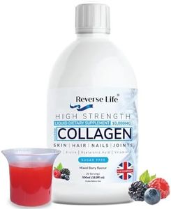 Reverse Life Marine Collagen Liquid Supplement Drink - High-Strength 10,000mg Hydrolysed Peptide Infused with Vitamin,C, D, Hyaluronic Acid, Biotin for Hair, Skin, Joints and Nails, 500ml