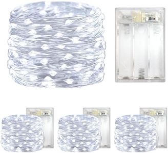 Yalilong with Timer Function Battery Operated Dewdrop Led Lights,Mini Fairy Lights for Home Parties Christmas/Halloween Holiday Decoration,6 Hours on/18 Hours Off,30 LEDs,10 Feet (4, Cold White)