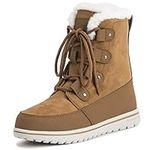 Womens Quilted Short Snow Winter Faux Fur Warm Durable Waterproof Boots - 7 - TAN40 AYC0522