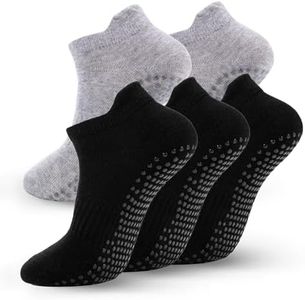 kepiibi 5 Pairs Pilates Socks with Grips for Women, Non Slip Grip Yoga Crew Socks, for Barre Hospital Barefoot Workout Dance Ballet
