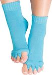 Pewsty Foot Alignment Socks Finger Toe Separator Easing Foot Pain, Improving Posture & Increasing Flexibility for Men & Women for office,Yoga | Foot Pain Relief (Sky Blue)