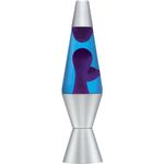 14.5-Inch Silver Base Lava Lamp with Purple Wax in Blue Liquid - 2118