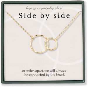 HOPE LOVE SHINE Long Distance Gifts for Women Best Friend - Interlocking Circle Necklaces for Women - Jewelry for BFF on Birthday Christmas Wedding Celebration - Gift Ready Friendship Necklace