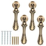 Yetaha 4PCS Vintage Pendant Pulls, Bronze Tear Drop Pulls, Antique Carved Handle with Mounting Screws for Cabinet Dresser Wardrobe Furniture Decorative