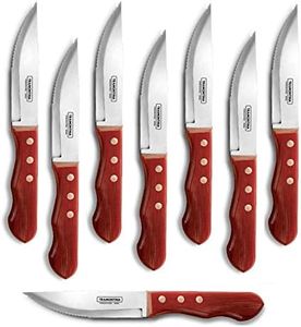 Jumbo Steak Knife Barbecue BBQ Churrasco Knives Tramontina Polywood 8 Piece RED Handle Stainless Steel