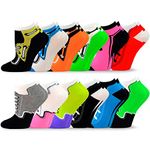 Fun Shoe Sneaker Design Ankle Lowcut Socks Back to School Casual Dress 12 Pairs Novelty Socks 9-11 (Shoes)