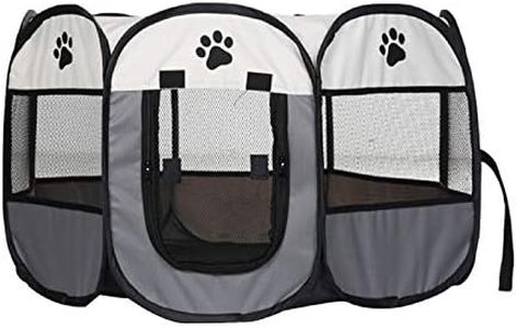 Youyijia Portable Pet Playpen Puppy Playpen Pet Dog Cat Playpen Cage Crate 91 x 91 x 58cm Soft Fabric Foldable Pet Indoor Outdoor for Rabbit Hamster Guinea Pig Gray