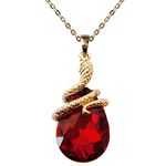 Navachi 18k Gold Plated Water Drop Crystal Multicolor Zircon Snake Pendant Necklace 16"+2", Gold|Crystal|Stone, Cubic Zirconia