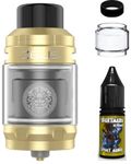 Zeus Tank GOLD Compatible With Geekvape Z Sub-Ohm Coils Inc. 1x Z2 + 1x Z1 0 Mesh Coils + Extra Large Bubble Glass + NIGHTMARE Juice + Band Nicotine Free