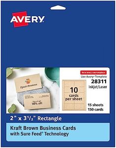 Avery Kraft Brown Business Cards with Sure Feed Technology, 2" x 3.5", Laser/Inkjet, 150 Printable Business Cards, Also Great for Appointment Cards and Loyalty Cards (28311)