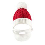 KDWAVE Santa Hat with Plush Beard Christmas Winter Knitted Beanie for Women Men Santa Claus Hat Costume Xmas Hats, Red / White, One Size