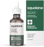 natural outcome Pure Squalane Oil l 100% Plant Derived Squalane Oil for Face, Body, Hair & Lips I Weightless Moisturizing Oil Firms Skin, Reduces Fine Lines & Enhances Skin Elasticity I 1 oz