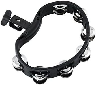 Meinl Percussion HTMT2BK Mountable ABS Plastic Tambourine with Guiro Style Frame, Double Row Steel Jingles