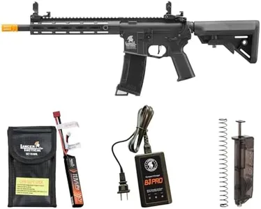 Lancer Tactical Gen 3 Programmable Trigger Hellion MLOCK 10" Lightweight Durable Polymer M4 Airsoft MLOK AEG W/Lipo Battery & Charger (ETU & MOSFET Included) (Black)