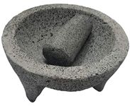 Made in Mexico Genuine Mexican Manual Guacamole Salsa Maker Volcanic Lava Rock Stone Molcajete/Tejolote Mortar and Pestle Herbs Spices Grains 8" Large