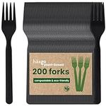 HAAGO 400 Reusable Forks Cutlery Set (Black, 16.5cm) - Utensils for Party, Outdoor or Wedding - Heavy Duty Materials