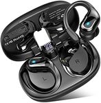 Ltinist Wireless Earbuds, 75H Bluetooth 5.3 Headphones Running with ENC Noise Cancelling Mic, IP7 Waterproof Earphones 3D Deep Bass Over Ear, Sports Ear buds Earhooks for iOS/Android, Black