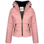 A2Z 4 Kids Girls Jacket Kids Stylish Padded Dusty Pink Puffer Bubble Fur Collar - Puffer Jacket Dusty Pink 11-12