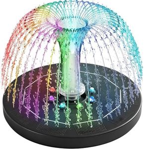 Solar Fountain Water Pump with 7 Color LED Lights, 3W Living Solar Water Fountain for Bird Bath, 16CM Floating Solar Pond Pump with 8 Nozzle for Garden, Birdbath, Pool, Pond, Fish Tank, Outdoor