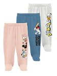 minicult Disney Mickey Mouse Footed Pajama Pants For Baby Boys And Girls(Blue c3)(Pack of 3)(6-9 Months)