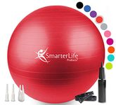 Exercise Ball for Yoga, Balance, Stability from SmarterLife - Fitness, Pilates, Birthing, Therapy, Office Ball Chair, Classroom Flexible Seating - Anti Burst, No Slip, Workout Guide