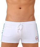 Panegy Men's Drawstring Swim Jammer Short Boxer Trunks Quick Dry Square Leg Training Swimsuit, A White, XXL