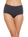 Clovia Women's Cotton High Waist Hipster Panty in Grey (PN2303A05_Grey_L)