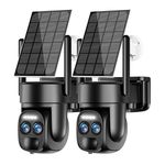 BEENOZO [2-Pack 4K Security Camera Wireless Outdoor WiFi Solar Powered 360° PTZ Surveillance Camera with Dual Lens, Solar Panel, Human Detection, Night Vision, Siren, 2-Way Audio